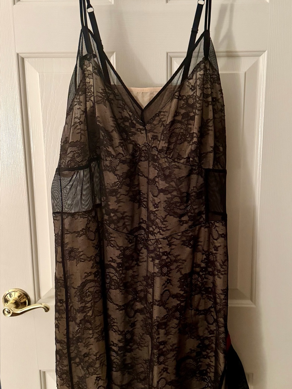 Lane Bryant Black Lace Slip with Nude Lining